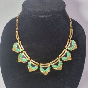 Stella & Dot Gold-Tone Turquoise Geometric Statement Collar Necklace